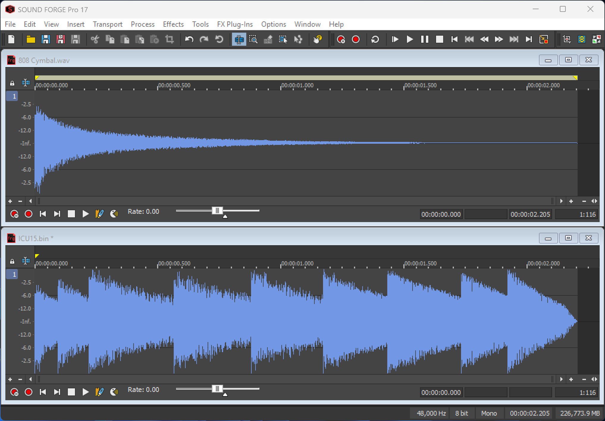 Alesis HR-16 sample waveforms showing Christmas Tree encoding